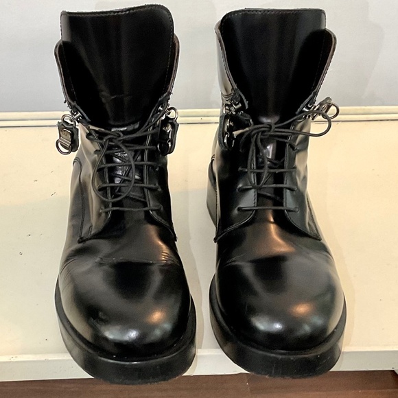 AGL Attilio Giusti Leombruni Black Leather Lace Up Combat Boots Size 9.5 - Picture 4 of 16